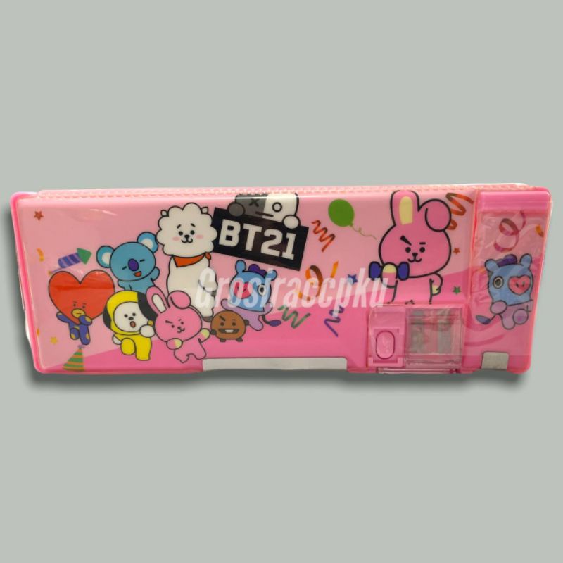 Kotak Pensil Magnet + Peruncing BTS BT21 Murah Meriah