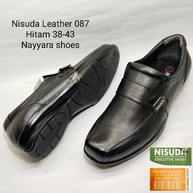 Sepatu kulit Nisuda  pantofel hitam pria sepatu formal pria