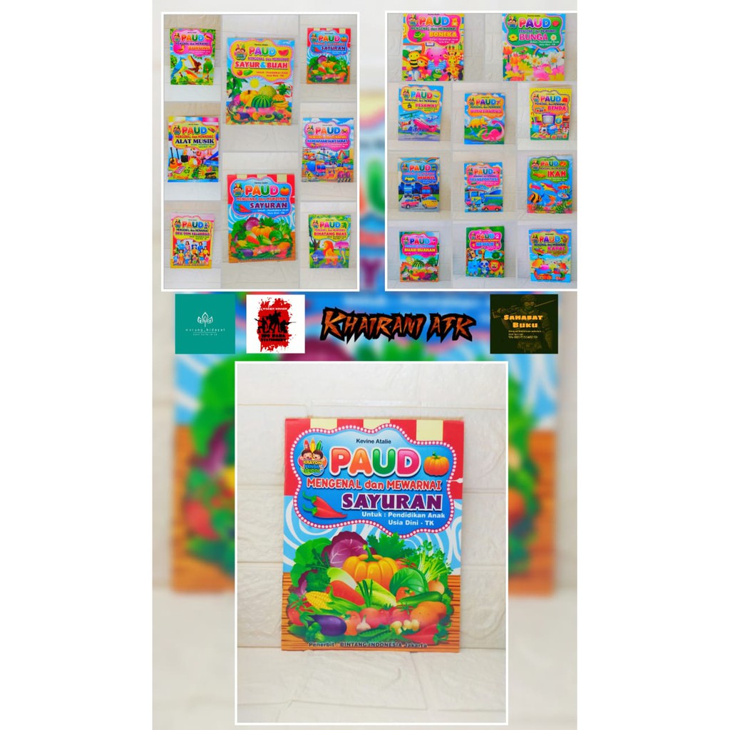 

4 PCS CAMPUR BUKU MENGENAL DAN MEWARNAI PAUD&TK DAN SD SAYURAN DLL