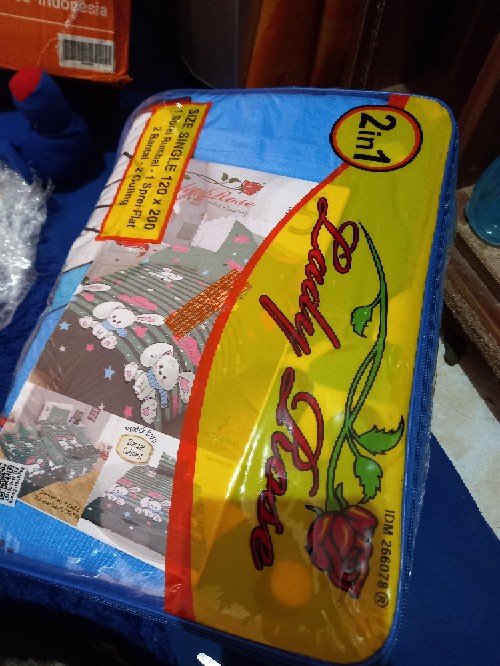 Sprei Lady Rose Duo 2in1 Motif Doraemon Sorong 120x200 - 120 Single Sp - Robot Kucing Biru