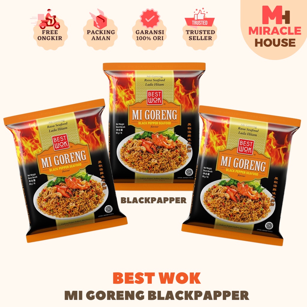 Best Wok Mi Mie Goreng Blackpepper Black Pepper Seafood Instant Noodle 85gr BestWok KKV Indomie Vira