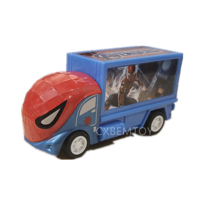 1pc Mainan Mobil Truk Pull-back Model Avengers / Captain America / Hulk / Ironman / Spiderman Untuk Anak Laki-Laki