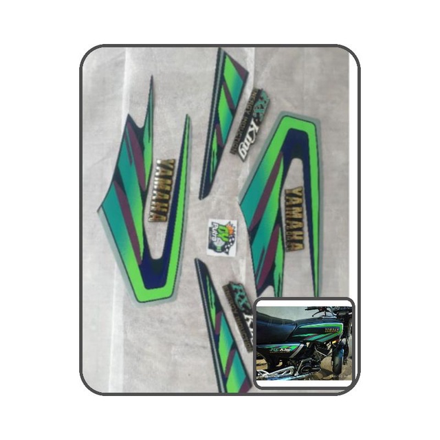Striping sticker body Yamaha RX-KING tahun 1997-1998 plus emblem Yamaha dan emblem box aki warna Hij