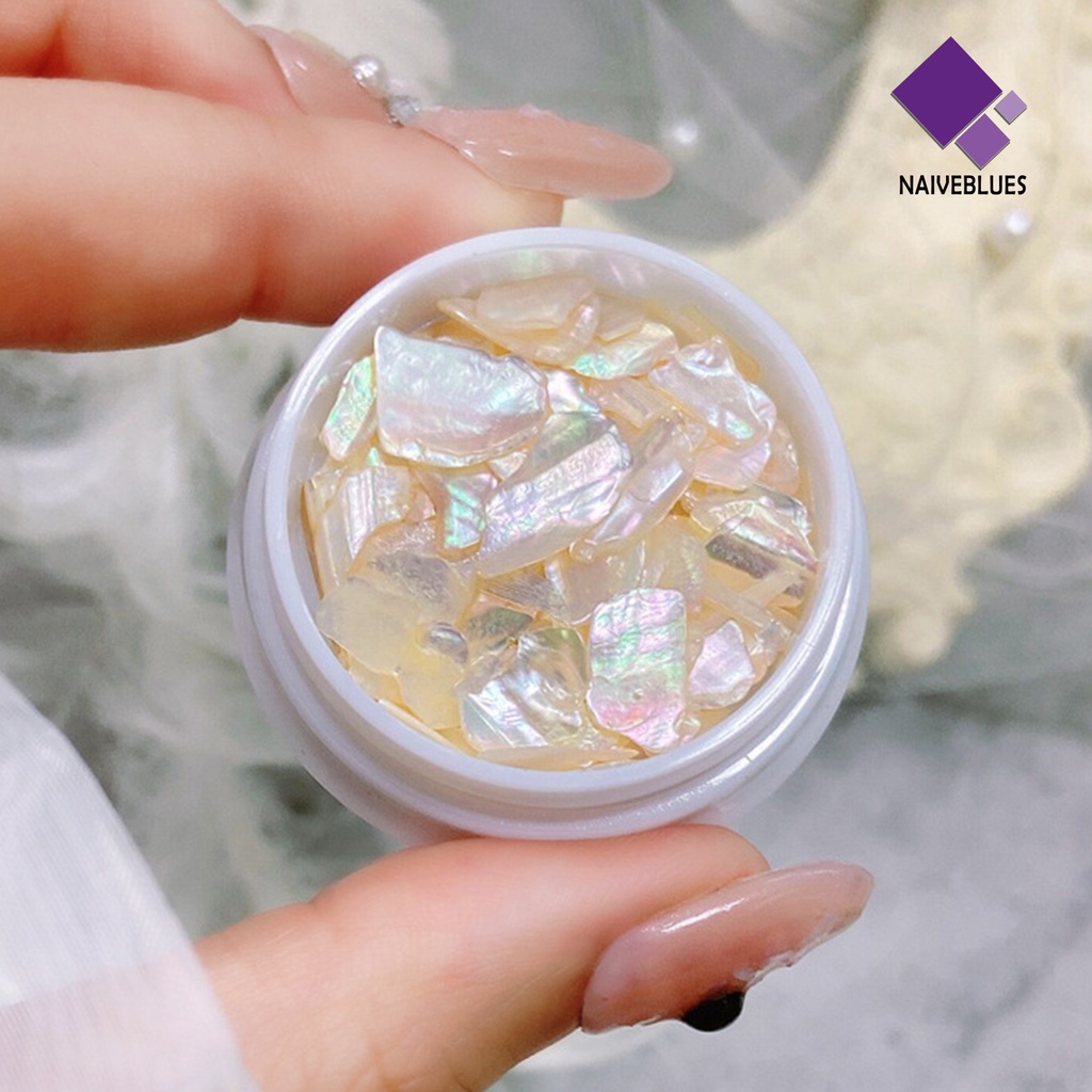 Naiveblue Ornamen Kerang Abalone Sequin Asimetris 3D Aksesoris Nail Art DIY