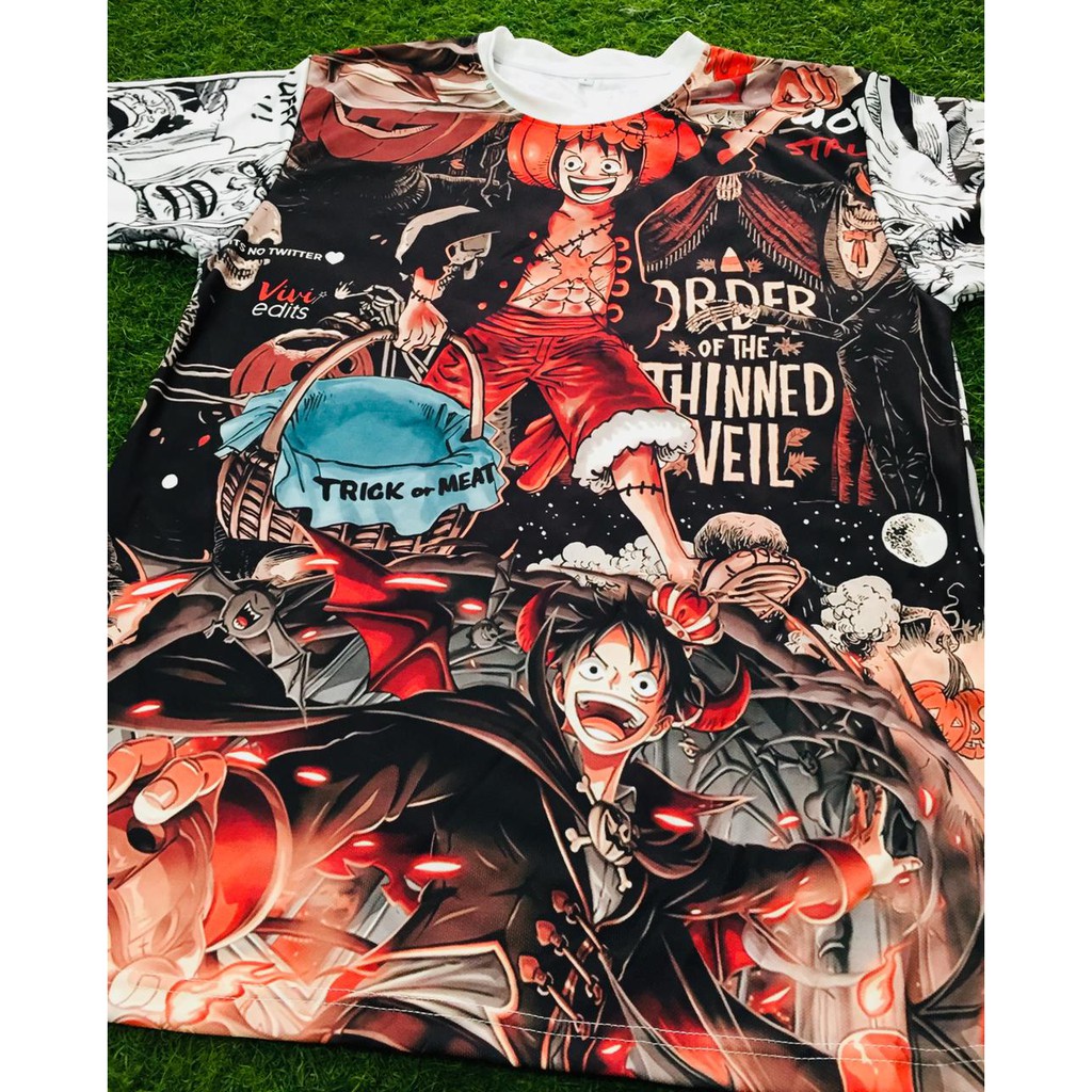 Tshirt Luffy Treat or Meat Halloween Fullprint Anime One Piece Manga