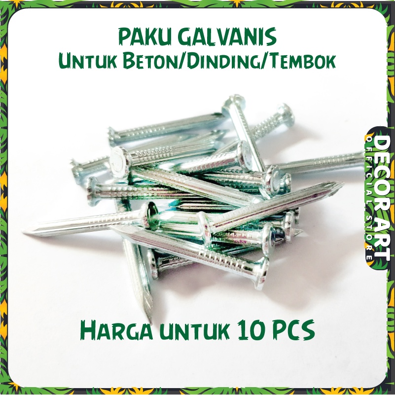 10 PCS - Paku Beton/Dinding Galvanis Serbaguna Kuat & Tahan Karat Ukuran 3-4 Cm (Kd. AKS)