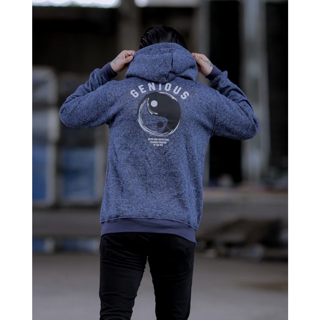 [ BISA COD ] Sweater Hoodie Genius  - jaket sweater pria wanita keren terlaris mat flece cotton-Sweater Hoodie Pria Wanita /M L XL