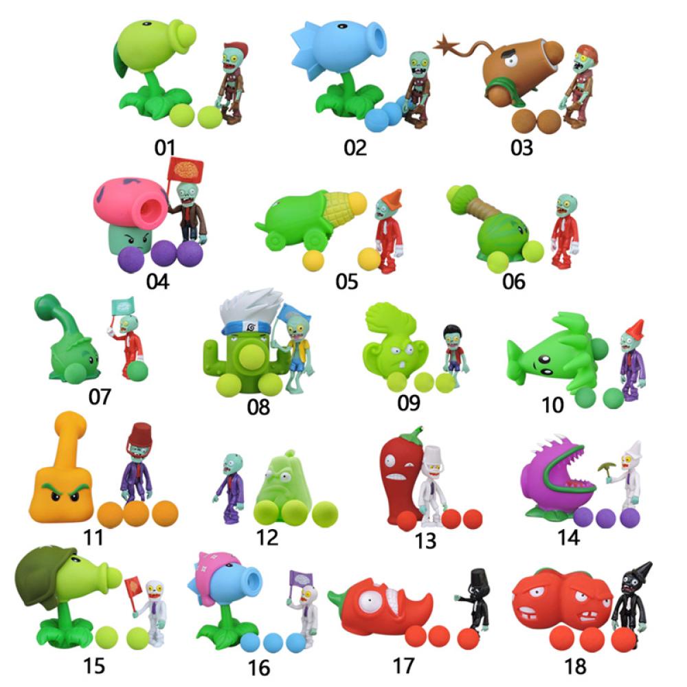 Timekey Mainan Action Figure PVZ Plant vs Zombies Peashooter Bahan PVC Untuk Hadiah Ulang Tahun T6U4