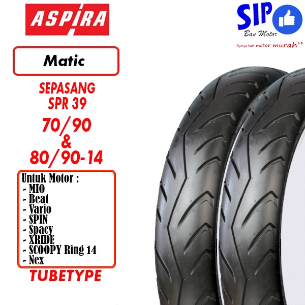 Paket ban motor matic Aspira SPR39 70 90 &amp; 80 90 14 tubetype mio spin