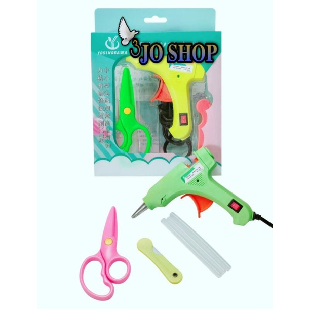 

Paket Tembak Glue Gun Switch 20Watt Free Lem+Gunting+Cutter Yosinogawa