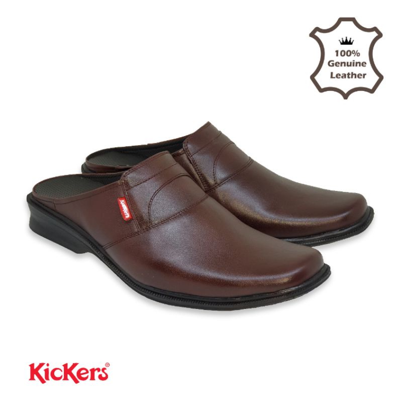 100% KULIT SAPI ASLI Sepatu Pantofel Slop Kickers Bustong Sepatu Sandal Selop Formal Santai Pria