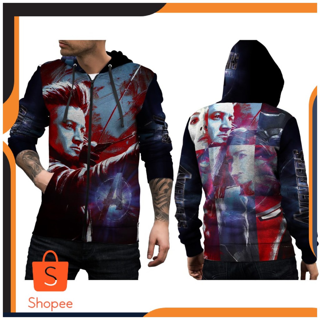 BEST SELLER - Jaket Hoodie Fullprint Custom Avengers Endgame - Hawkeye