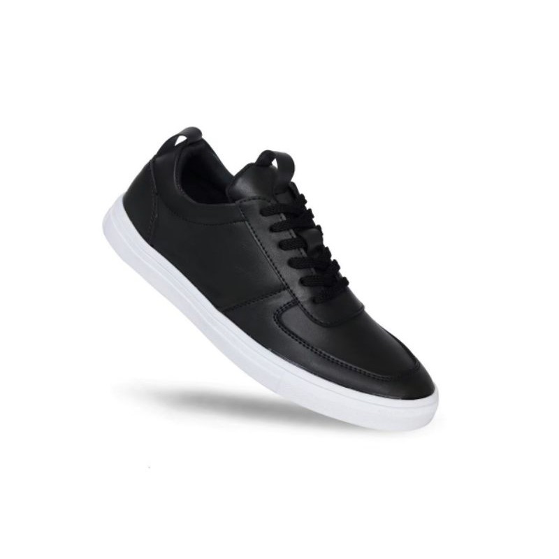 REGAN BLACK |WOLF x HEROES| Sepatu Casual Sneakers Kasual Polos Ori Kulit Faux Pria Cowok Leather