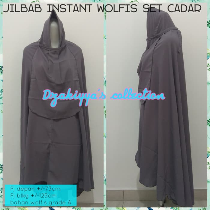 Jilbab instant wolfis set cadar /jilbab jumbo /bergo syari _hijab instant