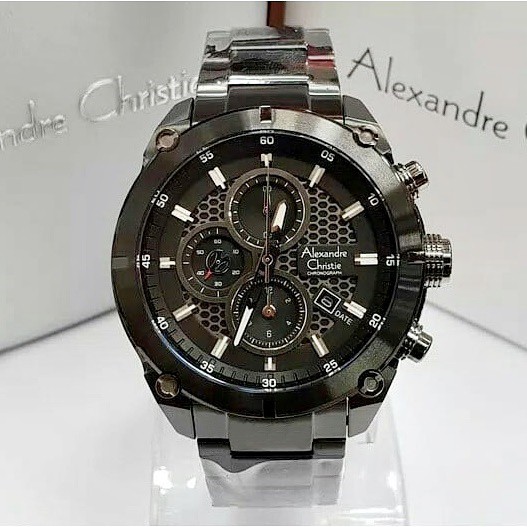 JAM TANGAN ALEXANDRE CHRISTIE AC6490 BLACK ORIGINAL