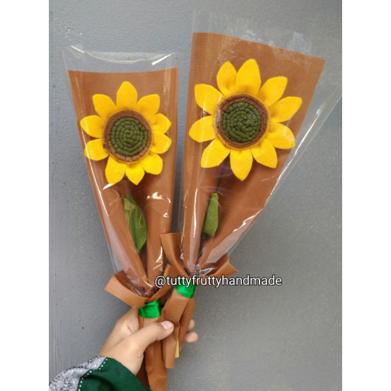 [36 cm] bunga sunflower flanel single matahari satuan