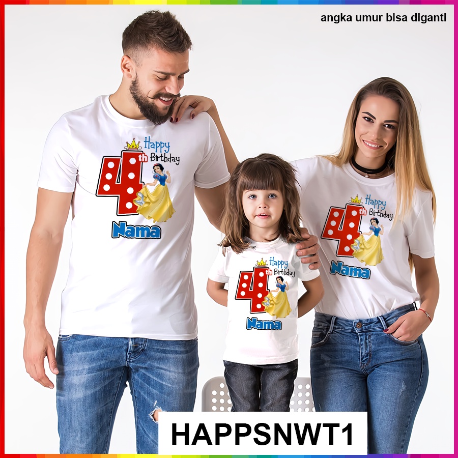 Baju Kaos ANAK DAN DEWASA SNOW WHITE COUPLE (FREE NAMA)