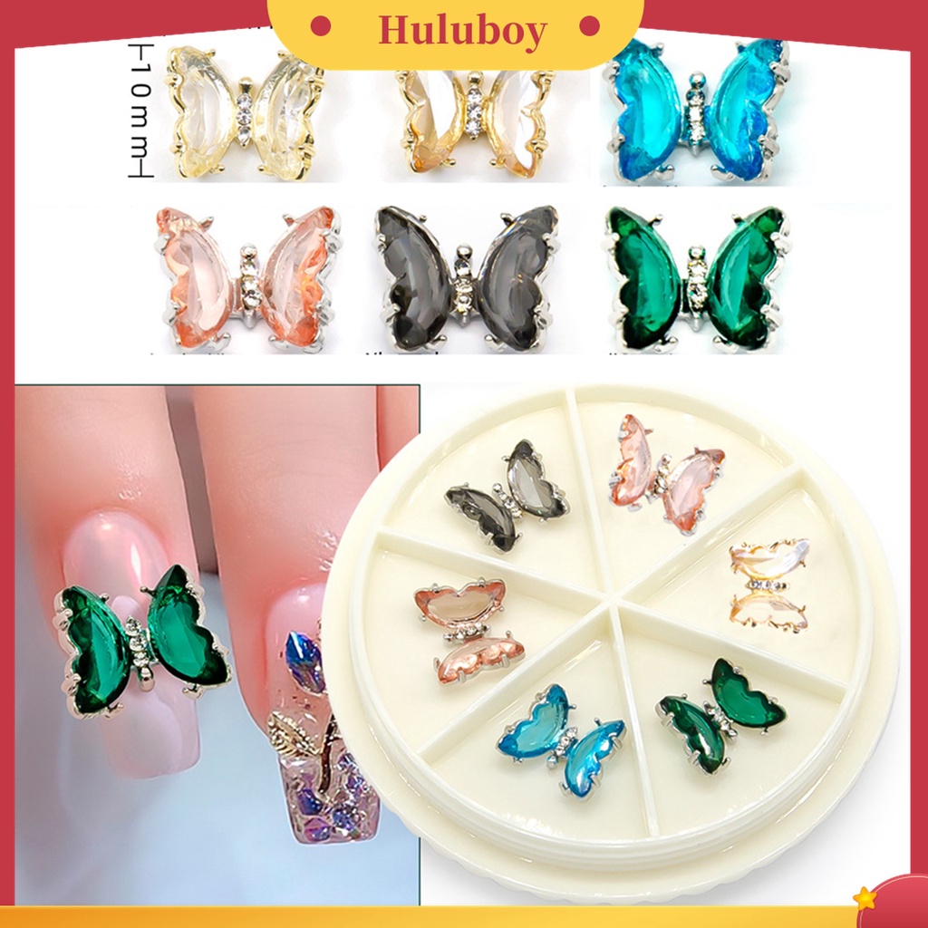 Huluboy Huluboy♡ Kupu-kupu Kristal Cubic Zirconia Imitasi 3D Transparan Untuk Dekorasi Nail Art Butterfly