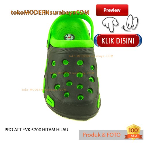 PRO ATT EVK 5700 HITAM HIJAU sandal anak sandal bakpao ringan