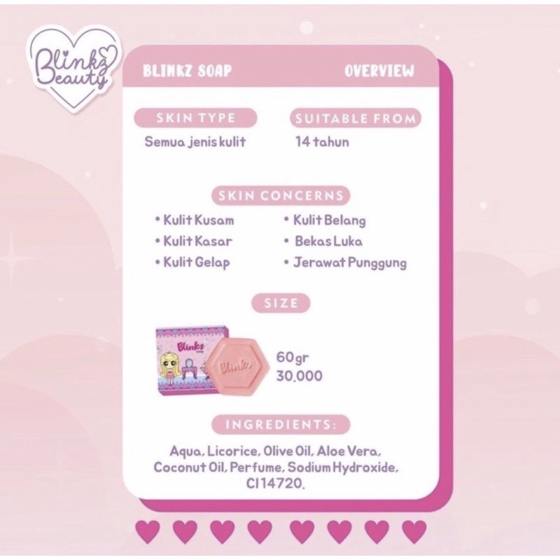 BLINK BLINKZ BEAUTY SOAP BPOM | BODYWASH SABUN PENCERAH PEMUTIH TUBUH BADAN WAJAH AMAN AMPUH ALAMI VIRAL