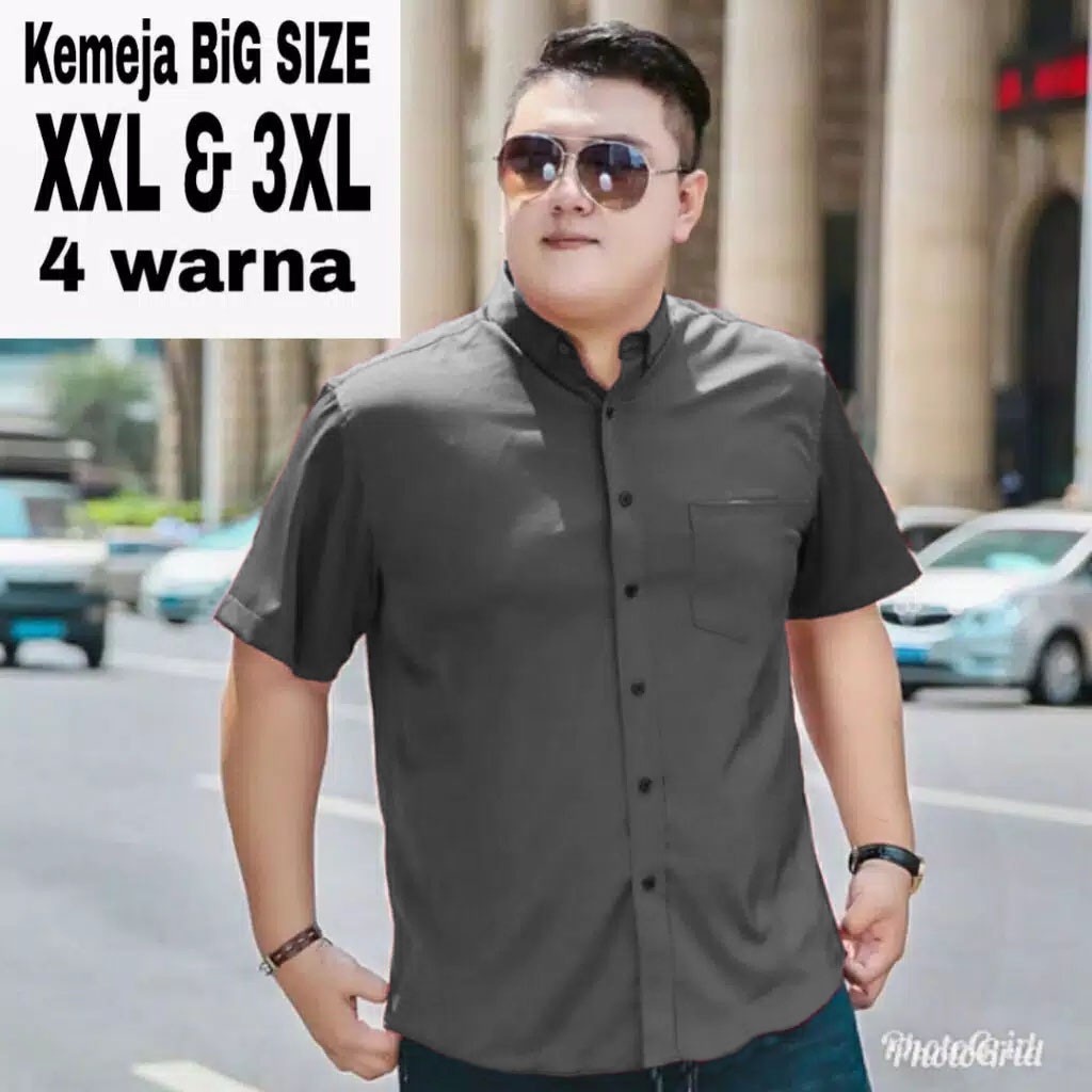 KEMEJA PENDEK JUMBO PRIA BAJU POLOS COWOK WARNA LENGKAP