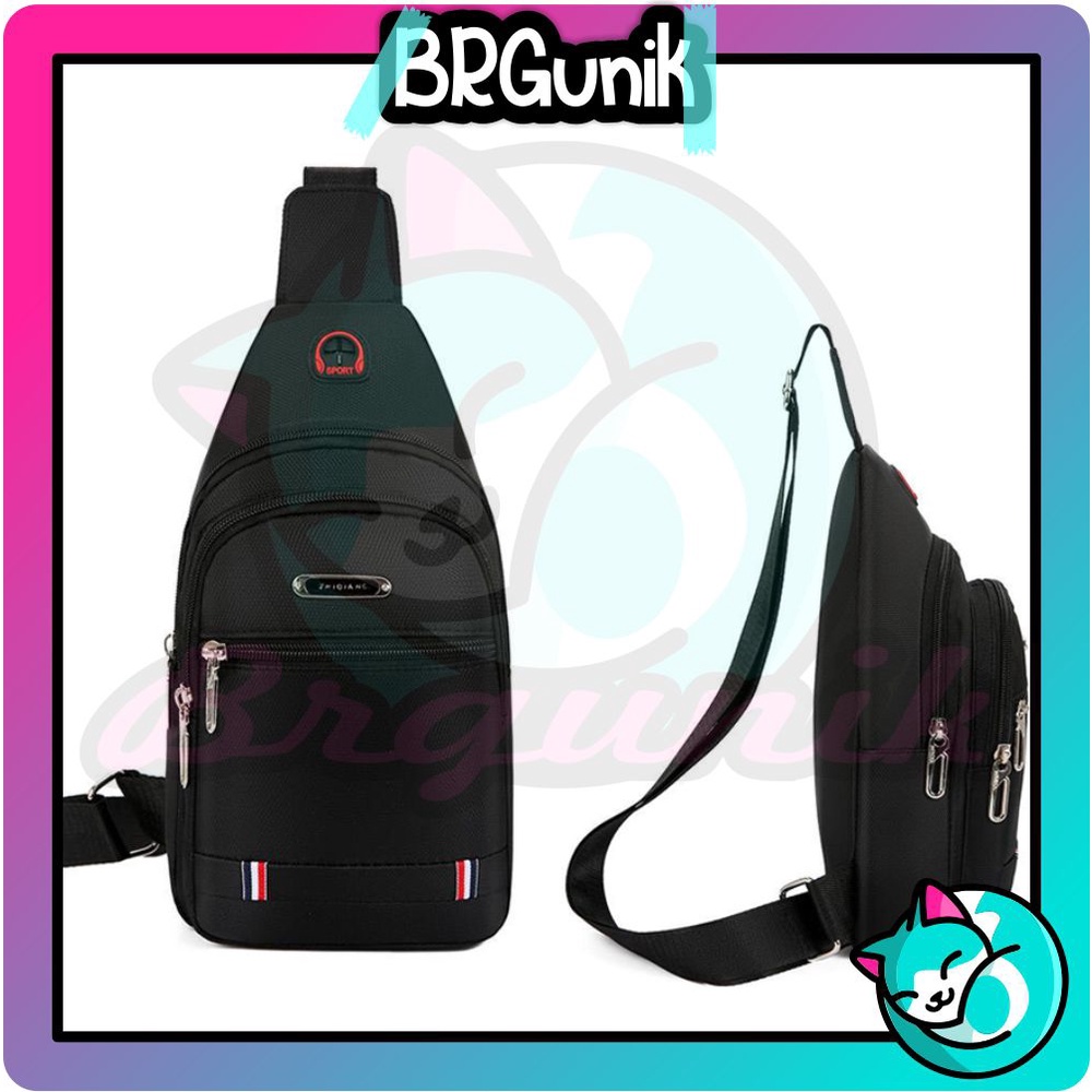 BRGUNIK Tas Selempang Tahan Air Kanvas Pria Sling Bag Waterproof Import Murah COD P074