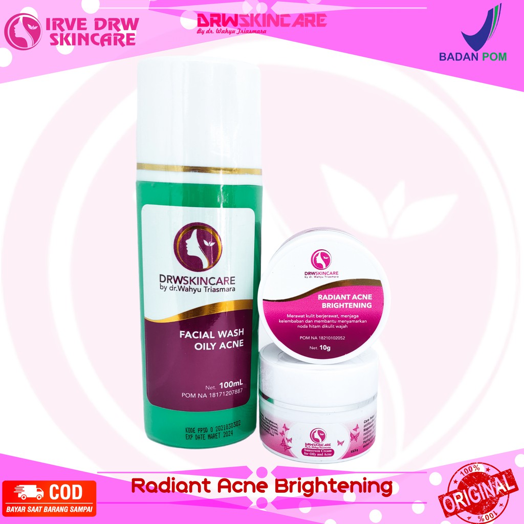 Drw Skincare Paket Radiant Acne Brightening Kulit Berjerawat Berminyak Menyamarkan Noda Hitam Bpom-4