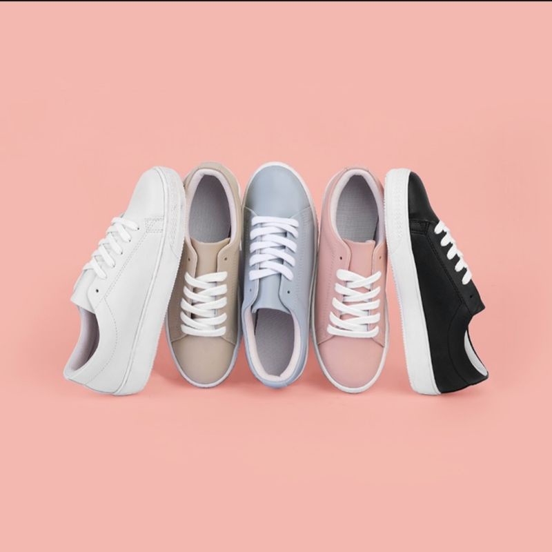 Sneakers Wanita - Evelyn Pink Sneakers by Amazara