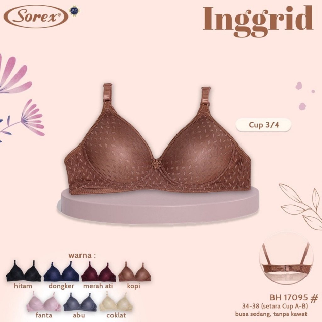 SOREX BRA / BH BUSA 17095 INGGRID  ORIGINAL TANPA KAWAT KAIT 2 HARIAN CUP KECIL MODEL HARGA GROSIR