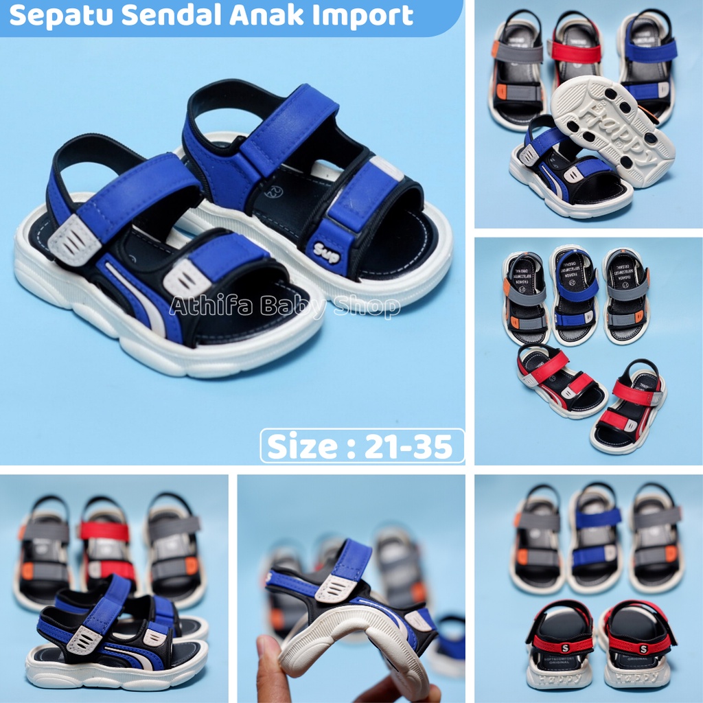 Sepatu Sandal Gunung Anak Laki Lelaki Cowok Perempuan Cewe Usia 6 7 8 9 10 11 Bulan 1 2 3 4 5 6 7 Tahun Sendal Balita Bayi Cowok Karet Import -Z558-