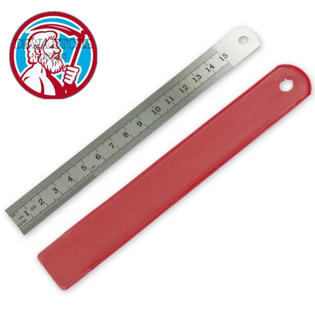 Jual Penggaris Besi Stainless Steel Tebal 15 Cm Garisan Ruler