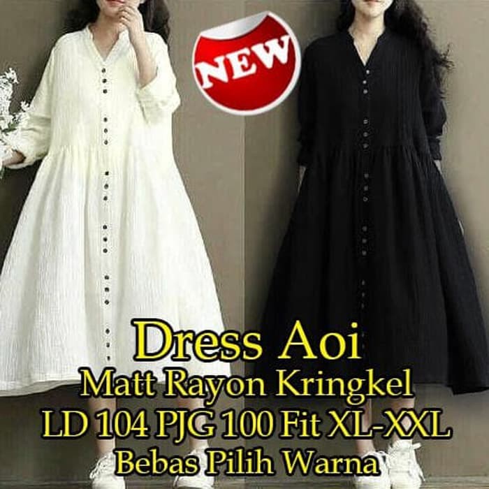 [Dress Aoi SW] dress wanita rayon kringkel broken white