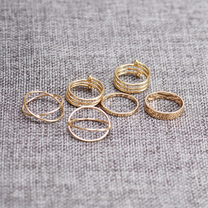 6PCS/Set Cincin Korea Fashion Gaya Vintage Untuk Wanita Import