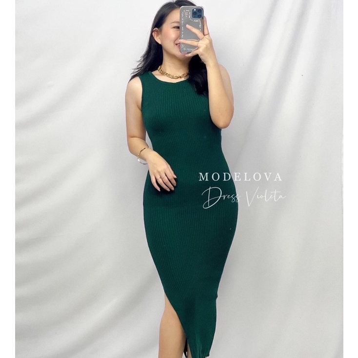 MDLV ~ Dress Violeta Rajut Dress Bodycon Dress Back Less Dress Sexy Korea Look Fashion Wanita