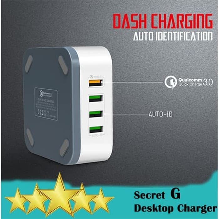 Power Charging Station Secret-G 8 Usb port qualcomm qc 3.0 10a 50w 1.5m cable auto-id a8101 - wall travel charger SecretG a-8101 quick charge