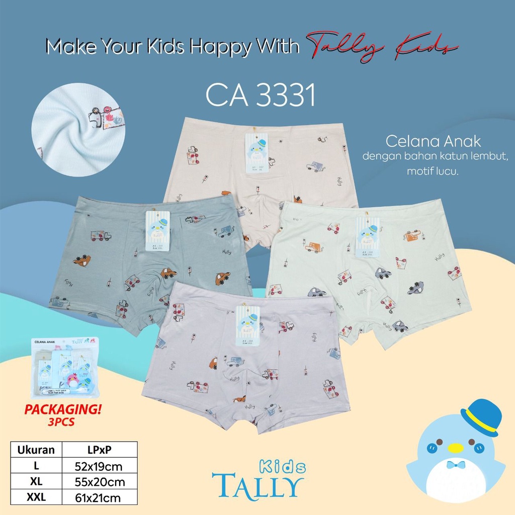 Boxer Celana Dalam Anak 1pc Laki-laki / Cowok TALLY CA 3306 dan CA 3411 - Celana Dalam Katun 3254