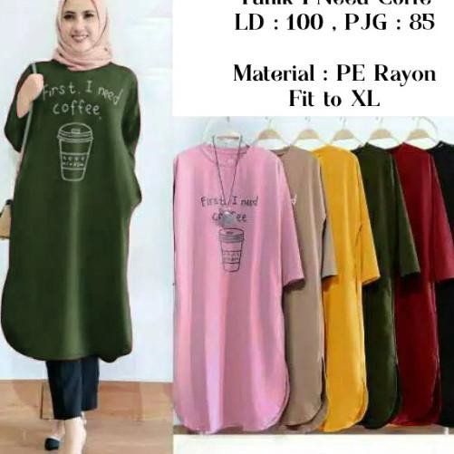 Vles Tunik Murah Atasan Wanita Tunik I Need Tunik Muslim Baju Wanita - Hijau Wwe8