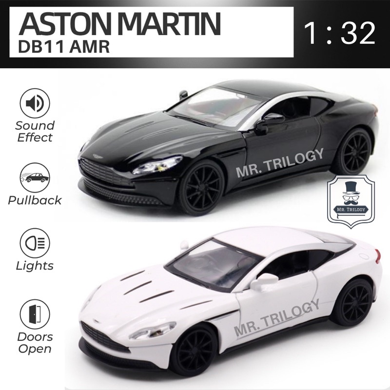 Diecast Aston Martin DB11 AMR 1:32 Mainan Mobil Pull Back Car kado ulang tahun anak laki