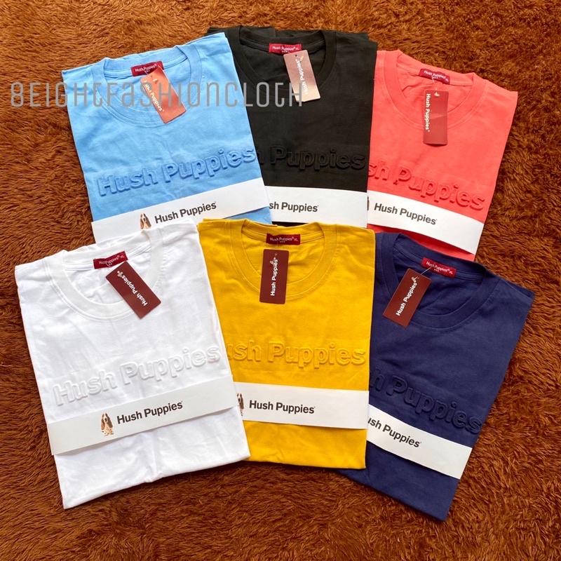 KAOS HUSH PUPPIES LENGAN PENDEK EMBOSS PRIA DAN WANITA/KAOS POLOS EMBOS MOTIF TULISAN ORIGINAL/KAOS 