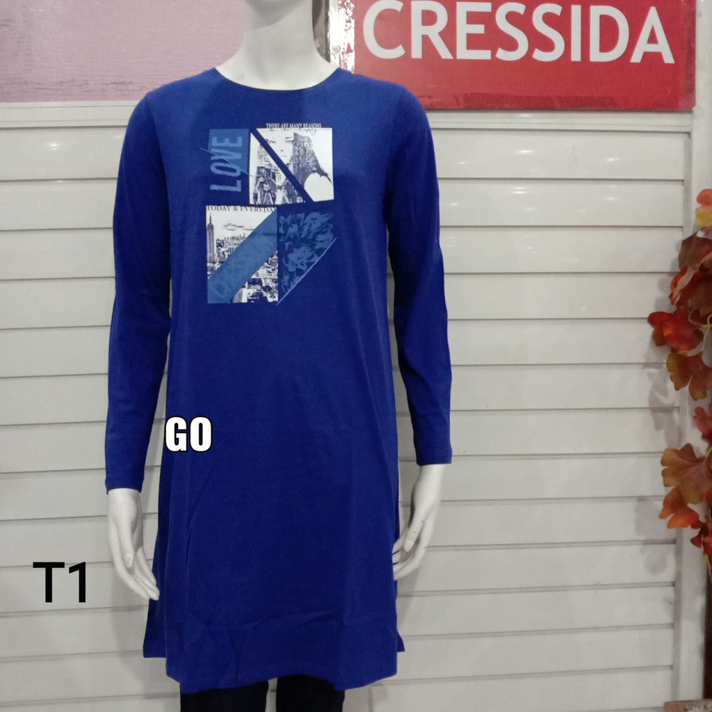 gof T CRESSIDA TUNIK Cewek Baju Perempuan Kaos Tunik Lengan Panjang