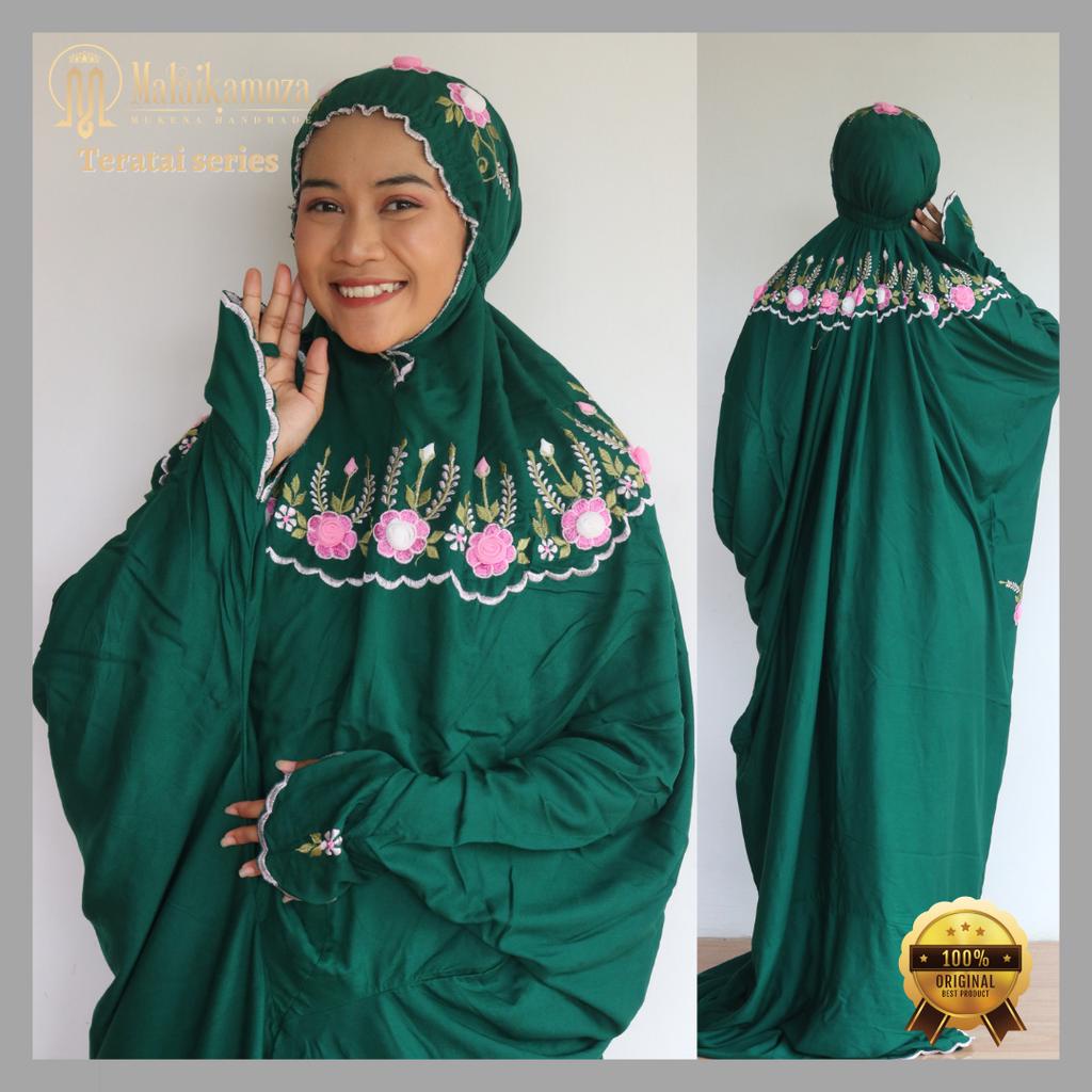 Malaika Mukenah Terusan Jumbo Mukena Dewasa Lajuran Katun Rayon Bordir Tile Timbul Mukena Traveling