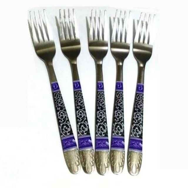 GARPU /SENDOK MAKAN STAINLESS MOTIF BATIK ISI 12PCS