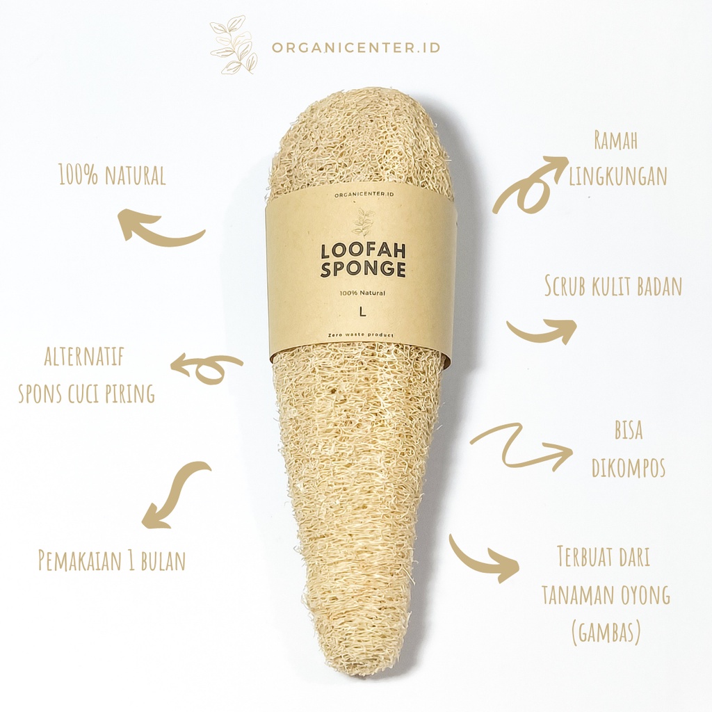 Loofah Sponge L / Spons Gambas Natural Alami / Spons Sabut Cuci Piring / Oyong Kering Zero Waste