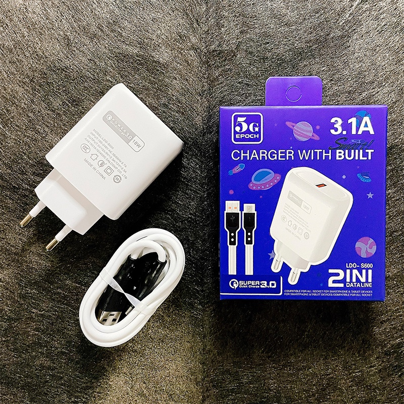 【CA002】[GROSIR/COD]Skyhigh Charger+Micro Cable 3.1A 16W Macaron Travel Adaptor Colokan USB Port 5G QC3.0 Quick Charging