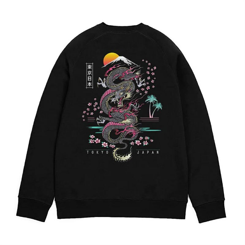 Crewneck Japan Dragon // Limited Edition // Hitam // Avail Size M-XXL // Unisex