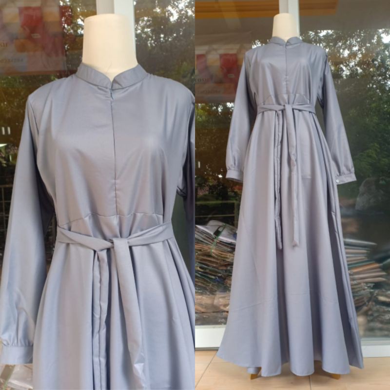 Dress Toyobo Polos Tangan Manset