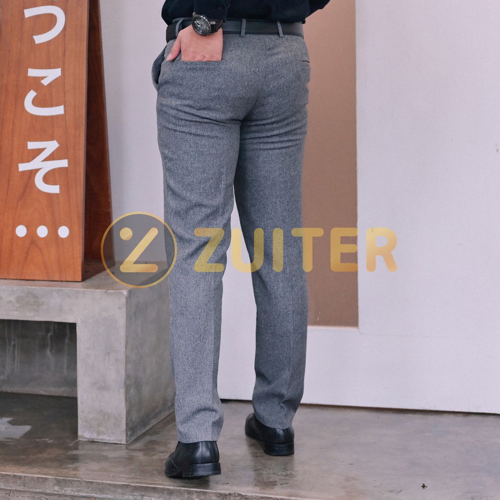 By Zuiter CELANA BAHAN | KERJA | FORMAL | KANTOR | PANJANG | HITAM | DASAR PRIA SLIMFIT-LIGHT GREY