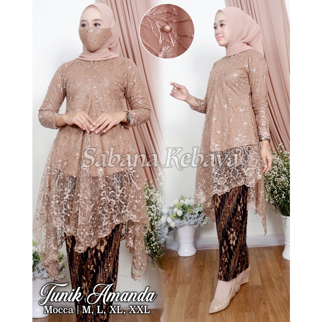 SAB&gt; SET KEBAYA AMANDA / KEBAYA BUSUI / BAJU KEBAYA MODERN / TUNIK TULLE BORDIR/ KEBAYA PESTA CANTIK