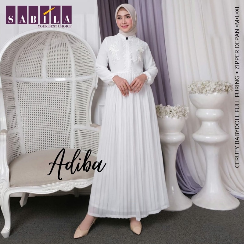 Adiba gamis putih/White dress/dress putih/baju prewedding