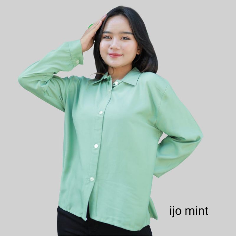 Bahan Adem Nyess Kemeja Rayon Polos/Kemeja Kerja Perempuan//